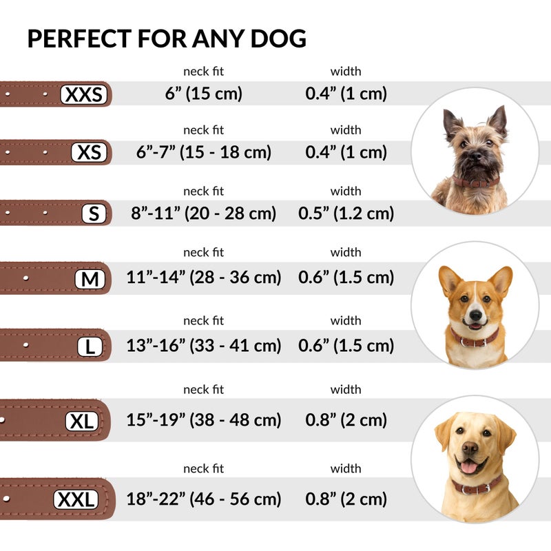CollarDirect Rolled Leather Dog Collar, Soft Padded Round Puppy Collar, Handmade Genuine Leather Collar Dog Small Large Cat Collars 13 Colors (6-7 Inch, Cinnamon Textured) - Image 4